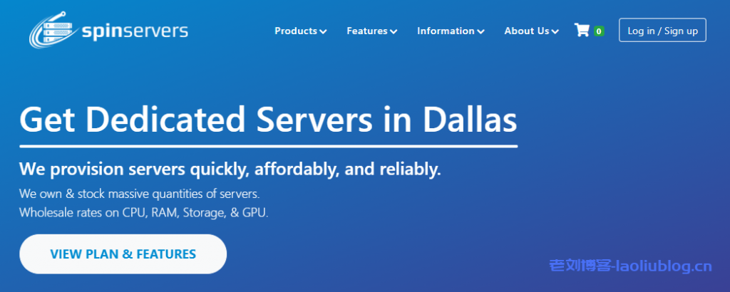 SpinServers美国服务器：达拉斯/圣何塞机房，默认10Gbps带宽，月30T流量，自带1个IPv4，30分钟内交付机器