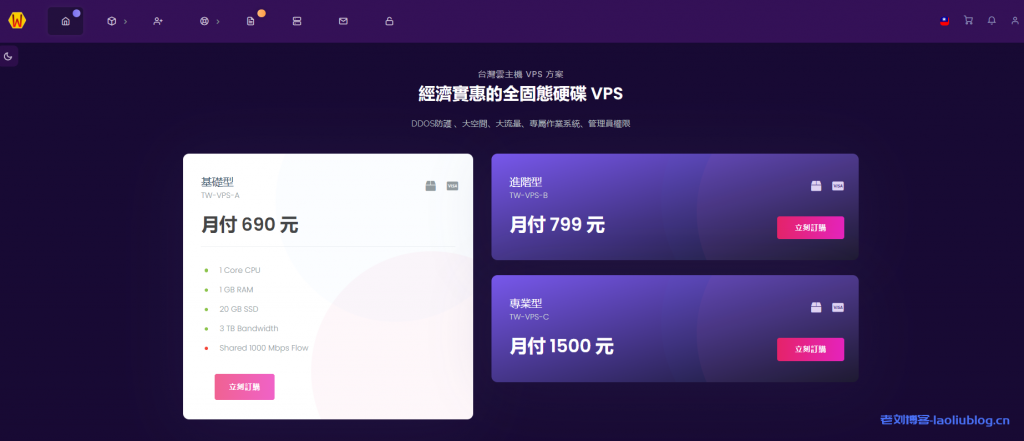 WeVPS台湾VPS一次性88折优惠，$22/月/1GB内存/20GB SSD空间/3TB流量@1Gbps端口/KVM/台湾原生IP