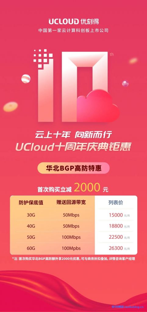 云时代的DDoS高防IP防护方案，首次购买UCloud华北BGP高防，享2000元优惠