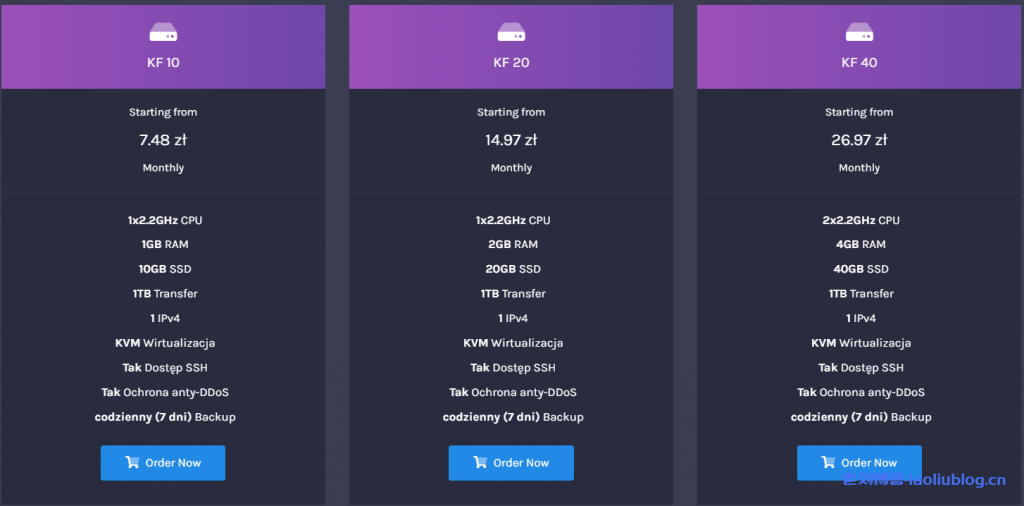 Koszyk波兰KVM VPS：11.7元/月/1GB内存/10GB SSD空间/1TB流量@1Gbps端口