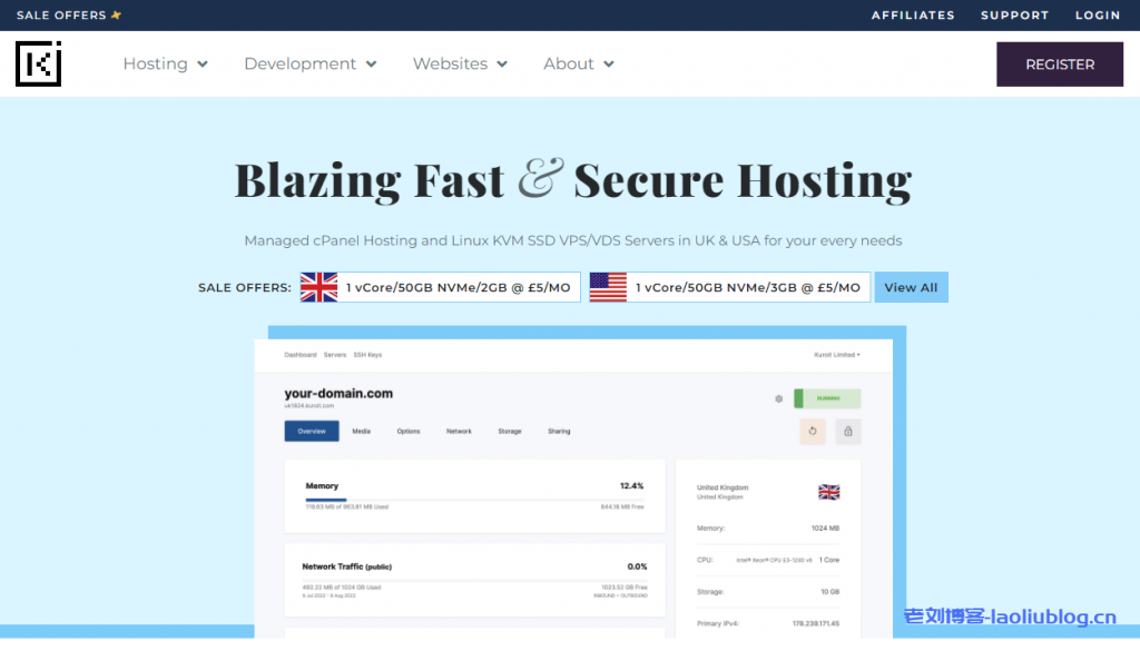 Kuroit黑五8折促销英国高防VPS，£40/年/1核2G内存/20G SSD/无限流量@1Gbps带宽/10Tbps防御